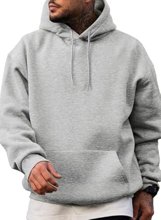 Mens Casual Cotton Hood Drawstring Hoodies Pullover Sweatshirts Casual Long Sleeve Shirts